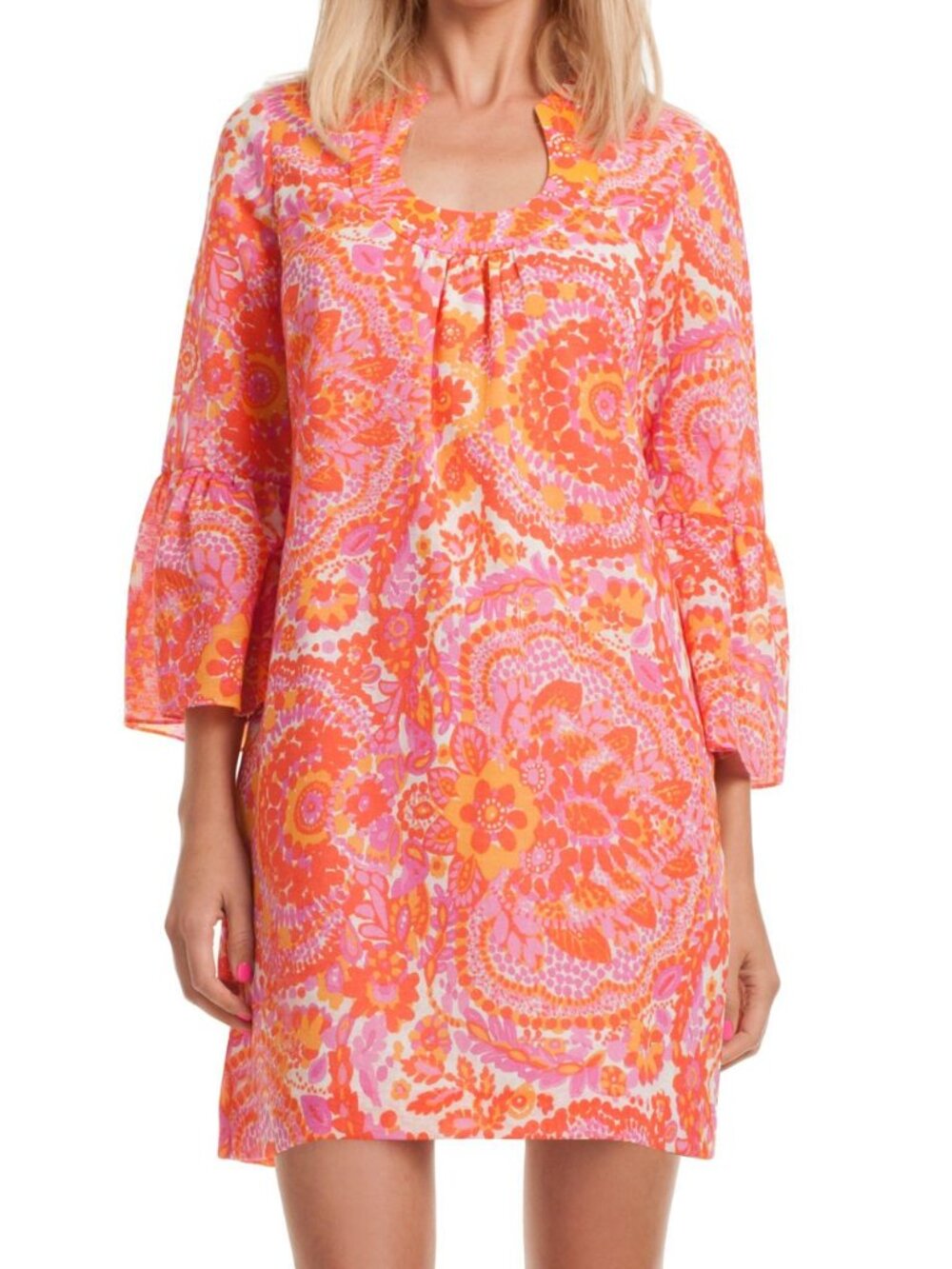 Trina Turk Bonita Pink & Orange Floral Retro Mini Dress Size 4